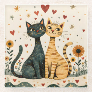 Gemütliche Katzen Glasuntersetzer