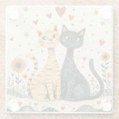 Gemütliche Katzen Glasuntersetzer (Rückseite)