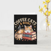 Gemütliche Katzen-Kaffe- und Buchliebhaber-Kunst z Karte (Gelbe Blume)