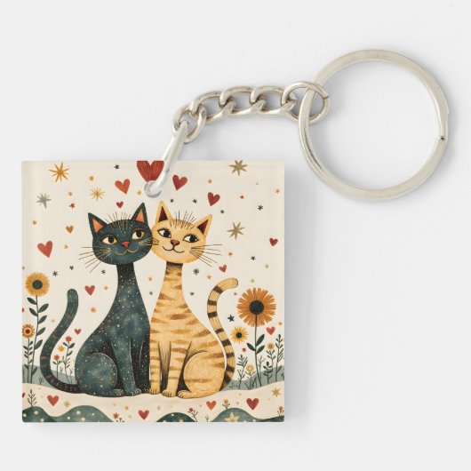 Gemütliche Katzen Schlüsselanhänger (Rückseite)