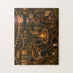 Gemütliche Katzenhütten-Wasserfarben-Puzzle Whim Puzzle