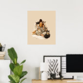 Gemütliche Katzenlady-Lesebereich- & Kaffeeplakat Poster (Heimbüro)