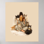 Gemütliche Katzenlady-Lesebereich- & Kaffeeplakat Poster (Vorne)
