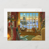 gemütliche Katzenweihe Feiertagspostkarte (Vorne/Hinten)