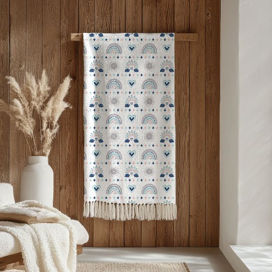 Gemütliche Kinderdecke Pastellrosa und Navy Vibes Fleecedecke