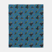 Gemütliche Krähen im Flight Wald Blaue Pinecone Fleecedecke (Vorderseite)
