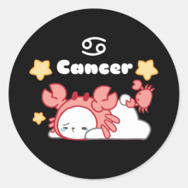Gemütliche Krebskonstellation Whimsical Bunny & Cr Runder Aufkleber