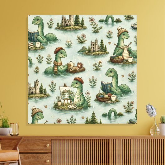 Gemütliche Kryptide Nessie Loch Ness Monster Hobby Leinwanddruck (Insitu (Wohnzimmer))