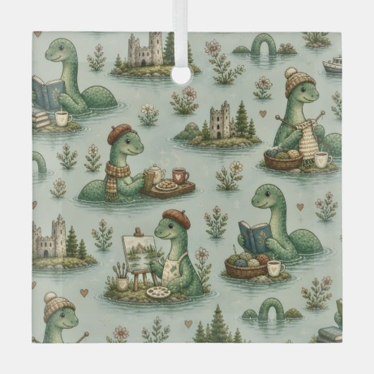 Gemütliche Kryptide Nessie Loch Ness Monster Hobby Ornament Aus Glas (Vorderseite)