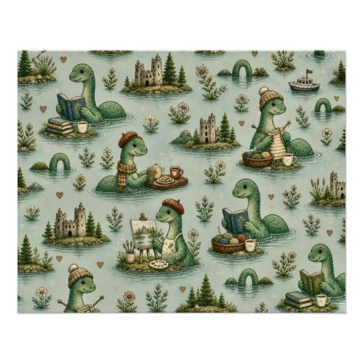 Gemütliche Kryptide Nessie Loch Ness Monster Hobby Poster (Vorderseite)