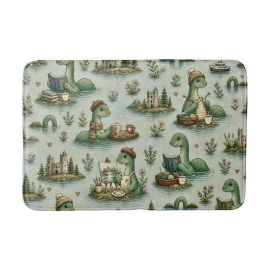Gemütliche Kryptiden Nessie Loch Ness Monster Hobb Badematte (Vorderseite)