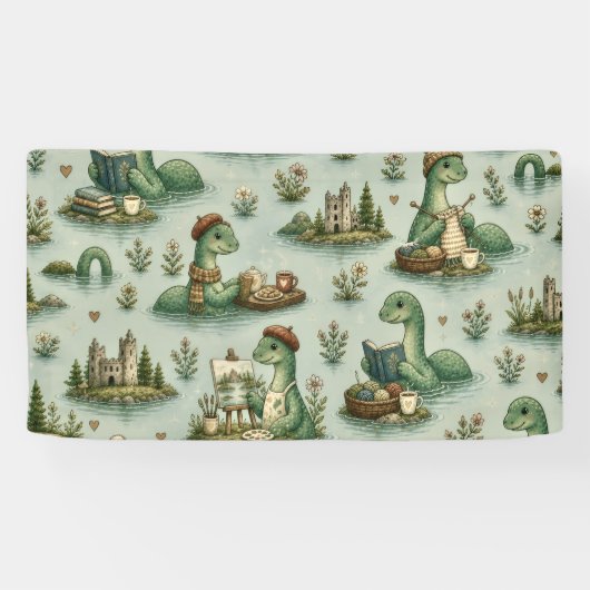 Gemütliche Kryptiden Nessie Loch Ness Monster Hobb Banner (Horizontal)