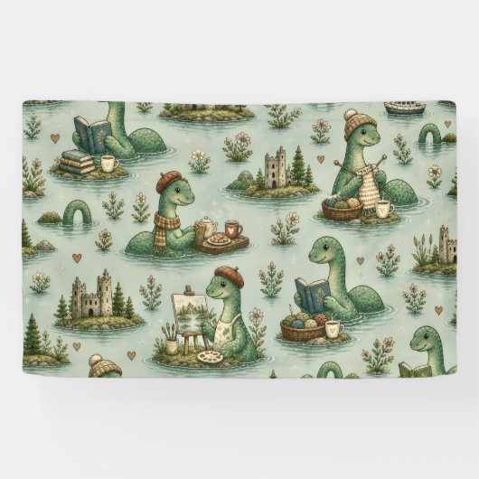Gemütliche Kryptiden Nessie Loch Ness Monster Hobb Banner (Horizontal)