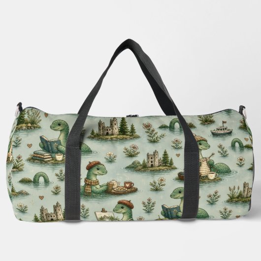 Gemütliche Kryptiden Nessie Loch Ness Monster Hobb Duffle Bag (Vorderseite)