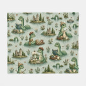 Gemütliche Kryptiden Nessie Loch Ness Monster Hobb Fleecedecke (Vorderseite (Horizontal))