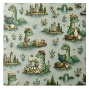 Gemütliche Kryptiden Nessie Loch Ness Monster Hobb Fliese