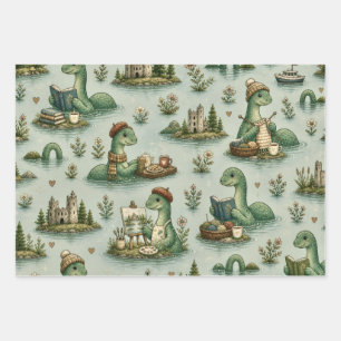 Gemütliche Kryptiden Nessie Loch Ness Monster Hobb Geschenkpapier Set