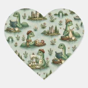 Gemütliche Kryptiden Nessie Loch Ness Monster Hobb Herz-Aufkleber