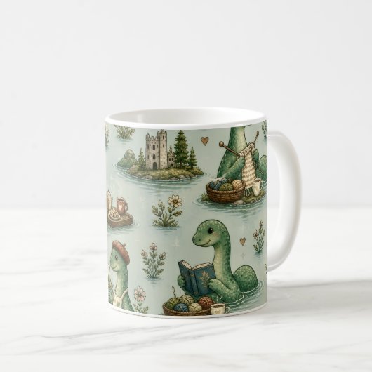 Gemütliche Kryptiden Nessie Loch Ness Monster Hobb Kaffeetasse (VorderseiteRechts)