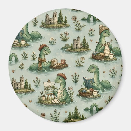 Gemütliche Kryptiden Nessie Loch Ness Monster Hobb Magnet (Vorne)