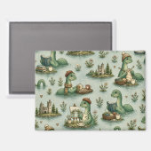 Gemütliche Kryptiden Nessie Loch Ness Monster Hobb Magnet (Vorderseite/Rückseite)