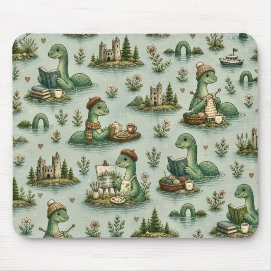 Gemütliche Kryptiden Nessie Loch Ness Monster Hobb Mousepad (Vorne)