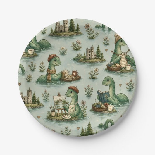 Gemütliche Kryptiden Nessie Loch Ness Monster Hobb Pappteller (Vorderseite)