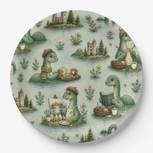 Gemütliche Kryptiden Nessie Loch Ness Monster Hobb Pappteller (Vorderseite)