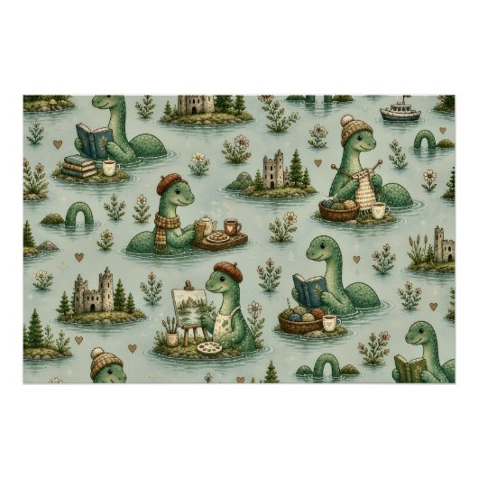 Gemütliche Kryptiden Nessie Loch Ness Monster Hobb Poster (Vorderseite)