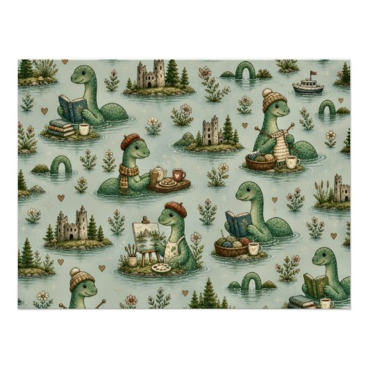 Gemütliche Kryptiden Nessie Loch Ness Monster Hobb Poster (Vorderseite)