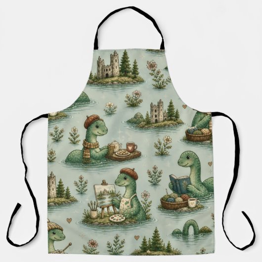 Gemütliche Kryptiden Nessie Loch Ness Monster Hobb Schürze (Vorderseite)