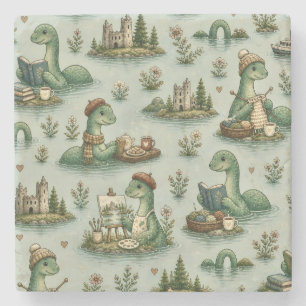 Gemütliche Kryptiden Nessie Loch Ness Monster Hobb Steinuntersetzer