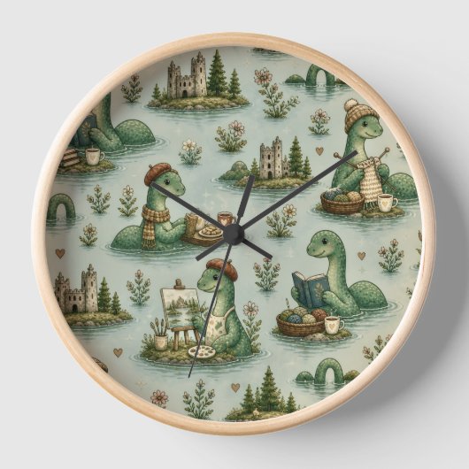 Gemütliche Kryptiden Nessie Loch Ness Monster Hobb Uhr (Vorderseite)