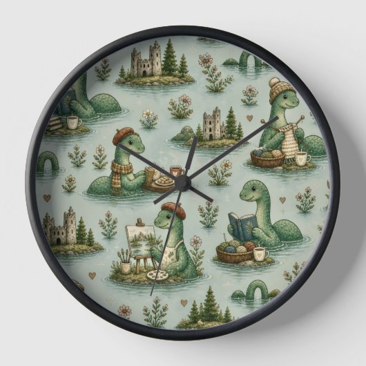 Gemütliche Kryptiden Nessie Loch Ness Monster Hobb Uhr (Vorderseite)