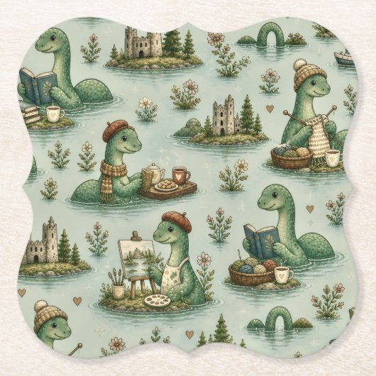 Gemütliche Kryptiden Nessie Loch Ness Monster Hobb Untersetzer (Vorderseite)