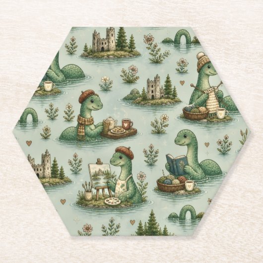 Gemütliche Kryptiden Nessie Loch Ness Monster Hobb Untersetzer (Vorderseite)