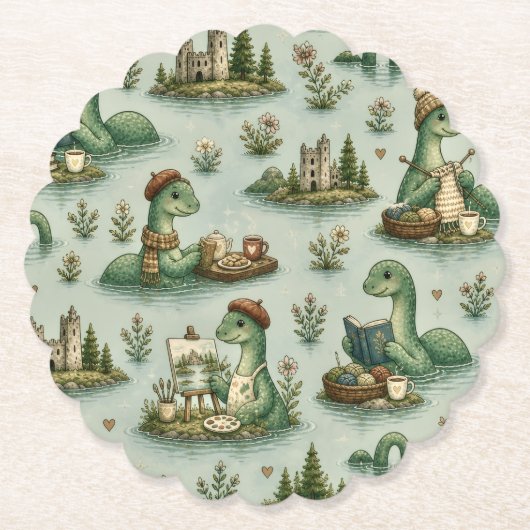 Gemütliche Kryptiden Nessie Loch Ness Monster Hobb Untersetzer (Vorderseite)
