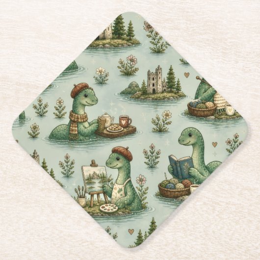 Gemütliche Kryptiden Nessie Loch Ness Monster Hobb Untersetzer (Vorderseite)