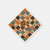 Gemütliche Kürbis- Patchwork-Quilt-Halloween-Servi Serviette (Ecke)