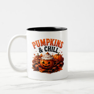🍂 Gemütliche Kürbis-Saison Halloween-Spruch 🎃 Zweifarbige Tasse