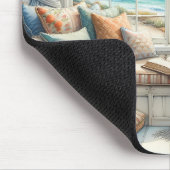 Gemütliche Küstenfensternische Cottagecore Mousepad (Ecke)