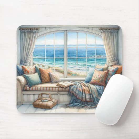 Gemütliche Küstenfensternische Cottagecore Mousepad (Mit Mouse)