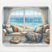Gemütliche Küstenfensternische Cottagecore Mousepad (Vorne)