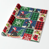 Gemütliche Labrador-Weihnachts-Patchwork-Decke Geschenkpapier (Ungerollt)