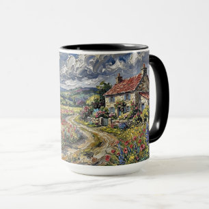 Gemütliche Landhaus-Fein Kunst-Kaffeetasse Tasse