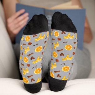 Gemütliche Lebkuchen- und Orangenscheiben-Feiertag Socken
