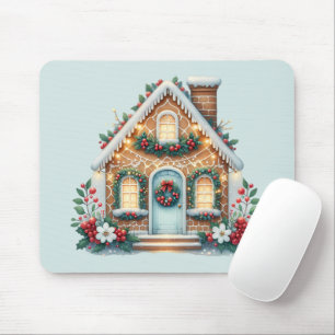Gemütliche Lebkuchenhütte-Feiertagsillustration Mousepad