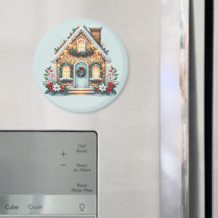 Gemütliche Lebkuchenhütte-Weihnachtsillustration Magnet