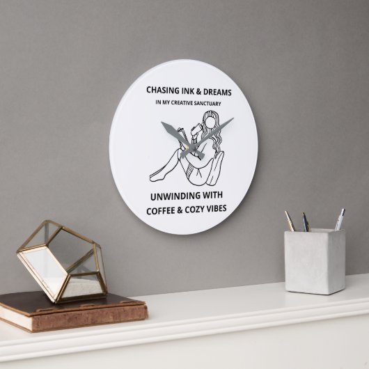 Gemütliche Lese- & Kaffee-Wanduhr Große Wanduhr (Büro)