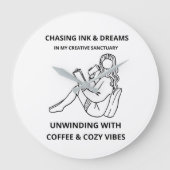Gemütliche Lese- & Kaffee-Wanduhr Große Wanduhr (Vorderseite)